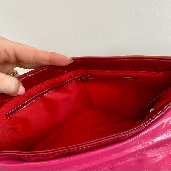Eenamaria Y2K Orange & Pink Patent Leather Shoulder Bag/ Clutch Chain - Picture 7 of 8